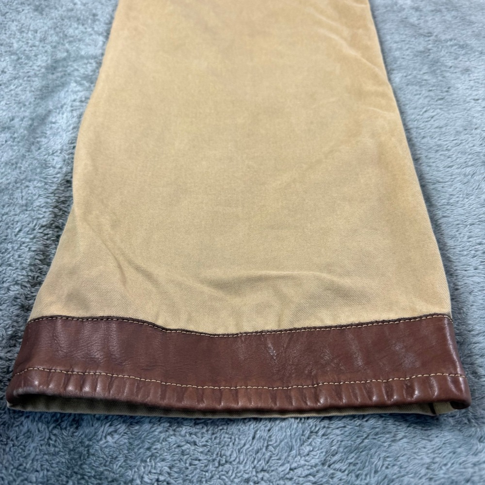 Eddie Bauer Mens 42x32 Khaki Tan Cotton Canvas Leather Trim Straight Leg Pants - Picture 10 of 13